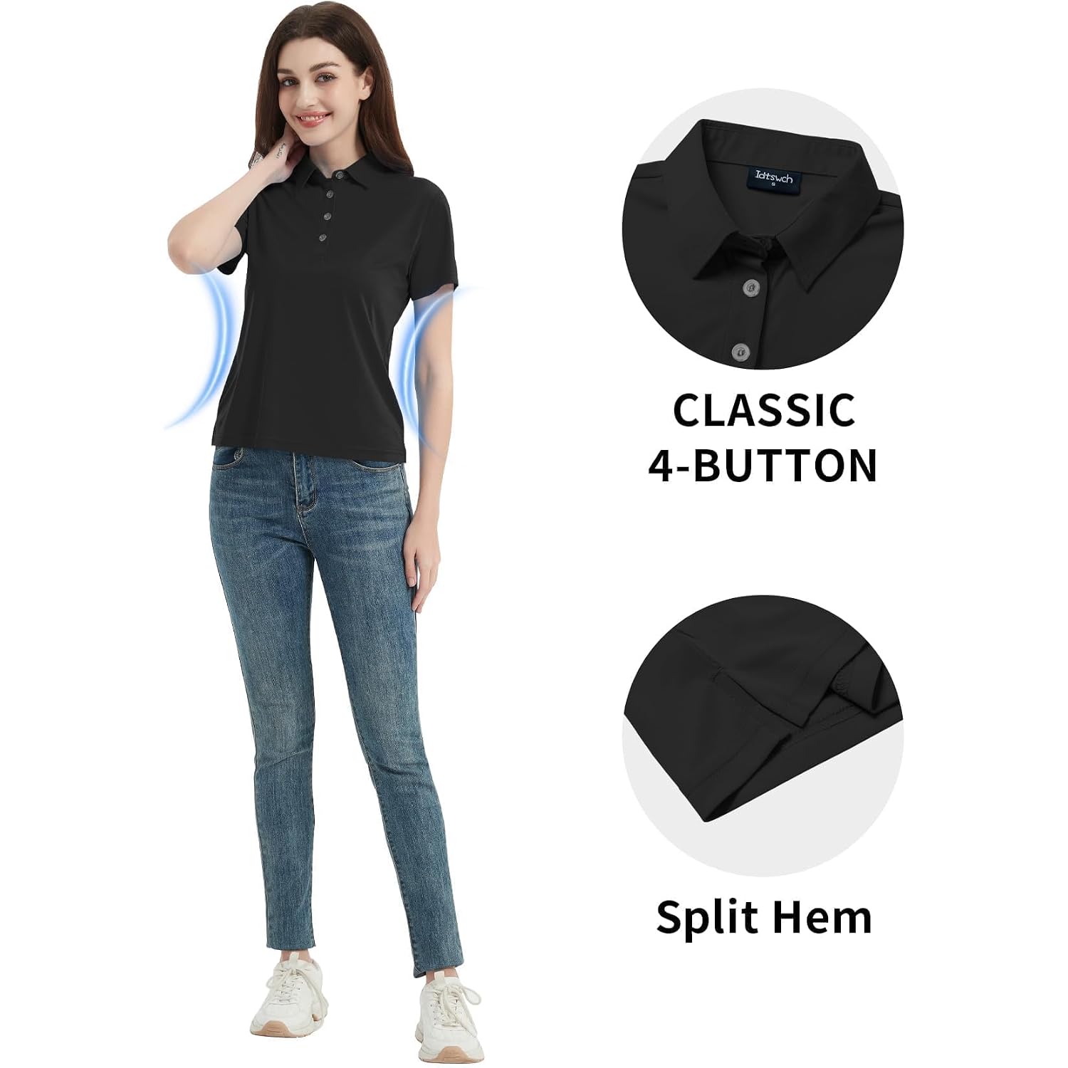 Women'S Polo Shirts Upf 50+ Casual Work Quick Dry 4 Buttons Short Sleeve Collared Golf Shirt Xs-4Xl