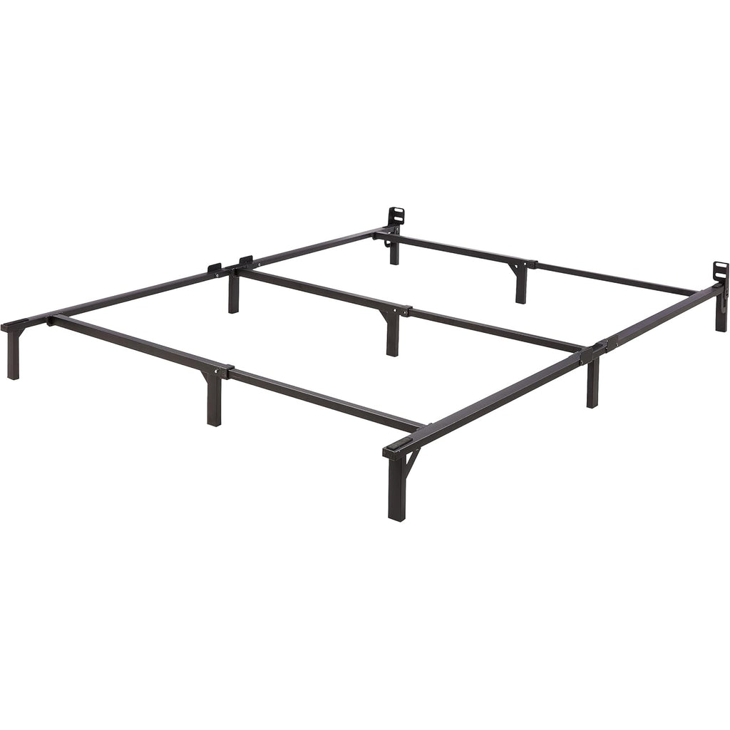 Amazon Basics Metal Bed Frame, 9-Leg Support Base for Box Spring and Mattress, Queen Size, Tool-Free Easy Assembly, 79.5" L x 59.5" W x 7" H, Black