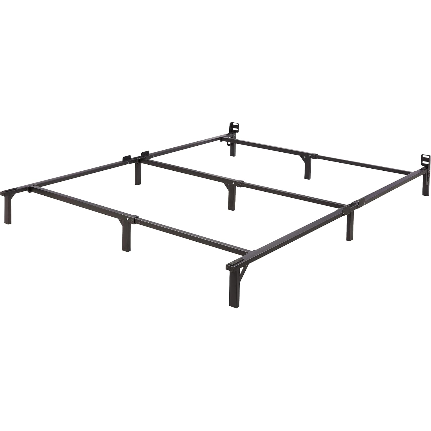 Amazon Basics Metal Bed Frame, 9-Leg Support Base for Box Spring and Mattress, Queen Size, Tool-Free Easy Assembly, 79.5" L x 59.5" W x 7" H, Black