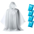Zeno Disposable Rain Ponchos For Adults - Clear With Hood, Compact Emergency Ponchos For Hiking, Camping, Travel