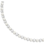 Swarovski Matrix Tennis Necklace, Crystal Pearl, Round Cut, Clear, Rhodium Finish
