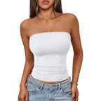 Automet Womens Seamless Strapless Bandeau Tube Tops Stretchy Summer Going Out
