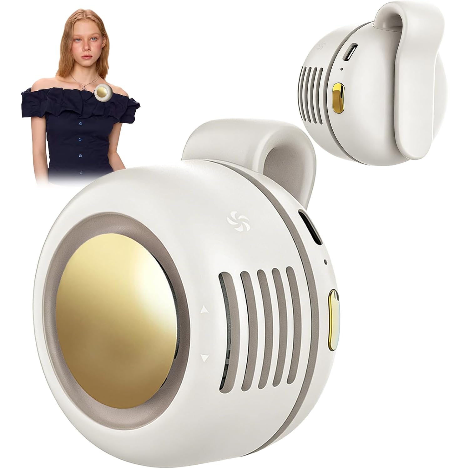 Portable Clip-On Fan, Mini Usb Rechargeable 360° Rotatable Fan, Personal Fan 3-Speed Silent Mini Bladeless Fans (White)