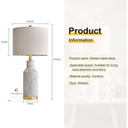 Usumkky 25" Table Lamps Set Of 2 - Modern Bedside Lamps For Living Room - White Washed Ceramic Nightstand Lamps For Bedroom