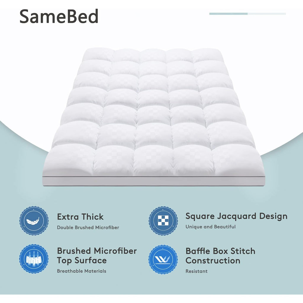 Mattress Topper Queen,Extra Thick Mattress Pad Cover For Back Pain,Cooling Mattress Protector With 8-21 Inch Deep Pocket,Overfilled Down Alternative Filling