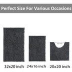 Bathroom Rugs Set Non Slip 3 Piece Bath Mat Washable Chenille Bath Rugs with PVC Backing Bath Carpet,Absorbent Bathroom Mats with Toilet Rug,Bath Mats for Bathroom,Bedroom, Kitchen,Tub,Home Decor