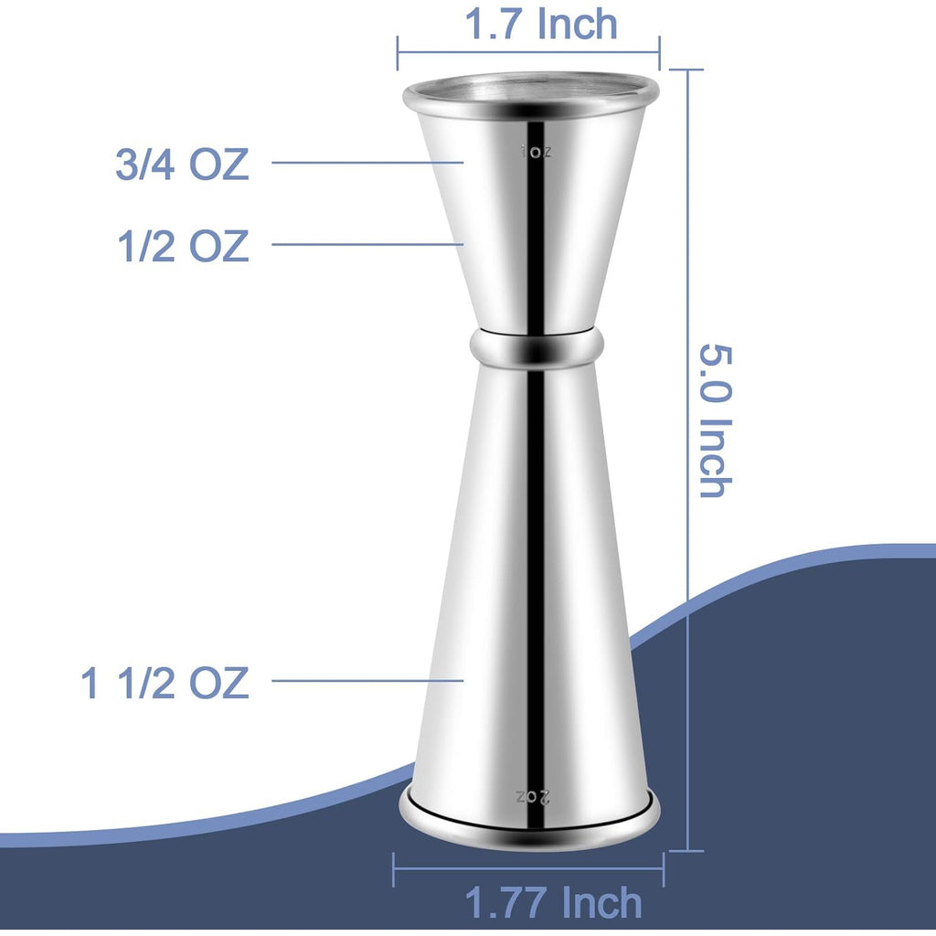 Briout Jigger for Bartending, Double Cocktail Jigger Japanese Premium 304 Stainless Steel Jigger 2 OZ 1 OZ with Measurements Inside
