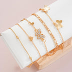 Chain Ankle Bracelet for Women Gold Silver Boho Anklets Set Sun Butterfly Sea Turtle Anklets Beach Adjustable Chain Anklet Summer Waterproof Beach Jewelry for Women