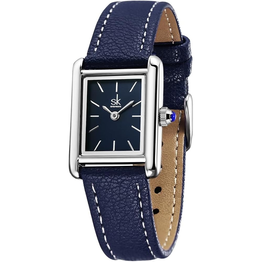 SHENGKE Minimalist Vintage Square Watches for Women with Leather Strap