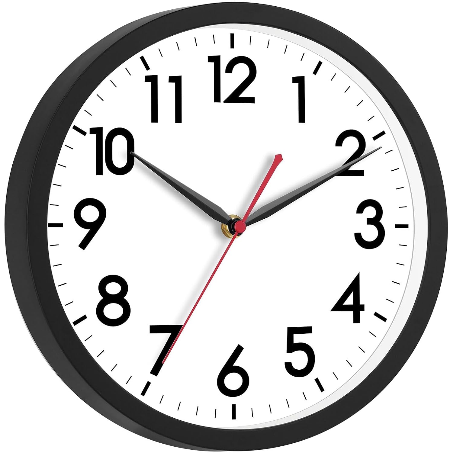 Akcisot 12 Inch Wall Clock, Battery Operated Analog Clock, Silent Non-Ticking, Ideal For Bedroom, Bathroom, Kitchen, Office And School, Black