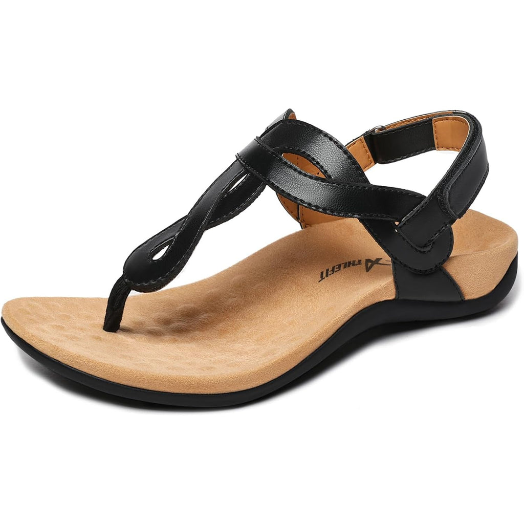 Athlefit Women'S Orthopedic Arch Support Sandals Comfortable Thong T-Strap Orthotic Casual Flat Sandals