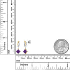 Gem Stone King 5MM Princess Cut Gemstone Birthstone and White Lab Grown Diamond Dangle Earrings for Women | 925 Silver and 10K Yellow Gold | Fine Jewelry Gifts for Women Mom Wife Her