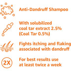 Amazon Basics Therapeutic Plus Coal Tar Anti-Dandruff Shampoo, Treats Psoriasis, Seborrheic Dermatitis, Itching And Flaking Scalp, 0.5% Coal Tar, 16 Fl Oz, Pack Of 1