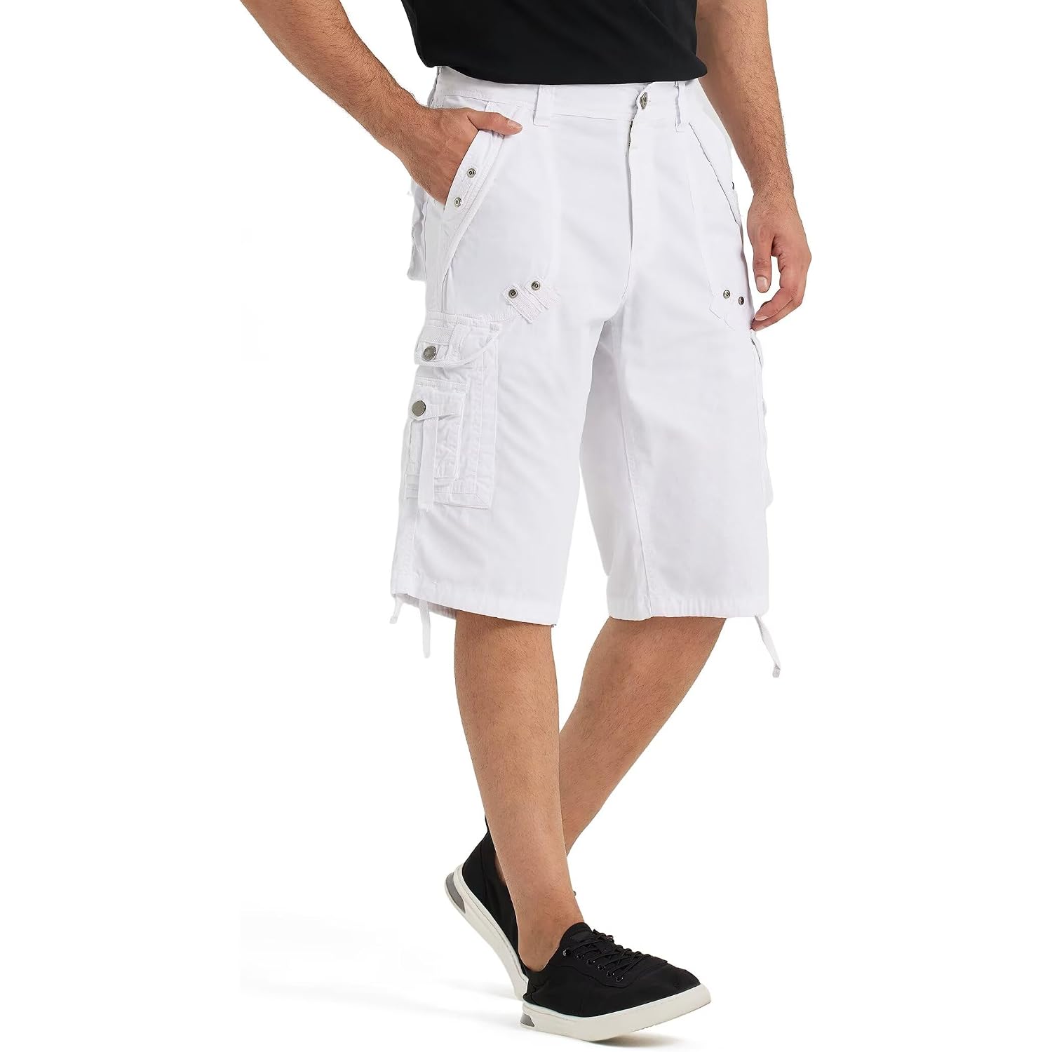 Best South Mens Cargo Shorts With 8 Pockets Casual Long Blew Knee Capri 3/4 Pants Relaxed Fit Work Fishing Hiking