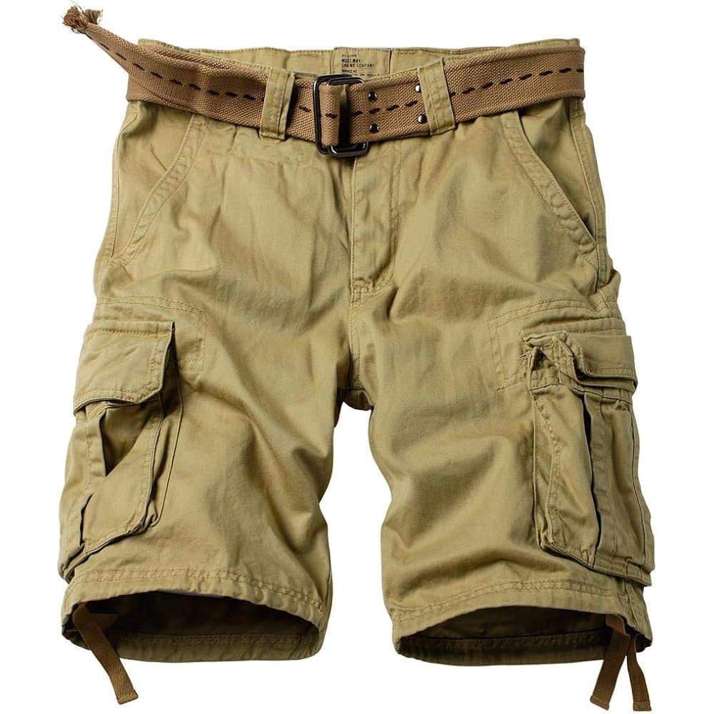 Akarmy Men'S Camo Cargo Shorts Outdoor Multi-Pocket Cotton Casual Shorts With No Belt