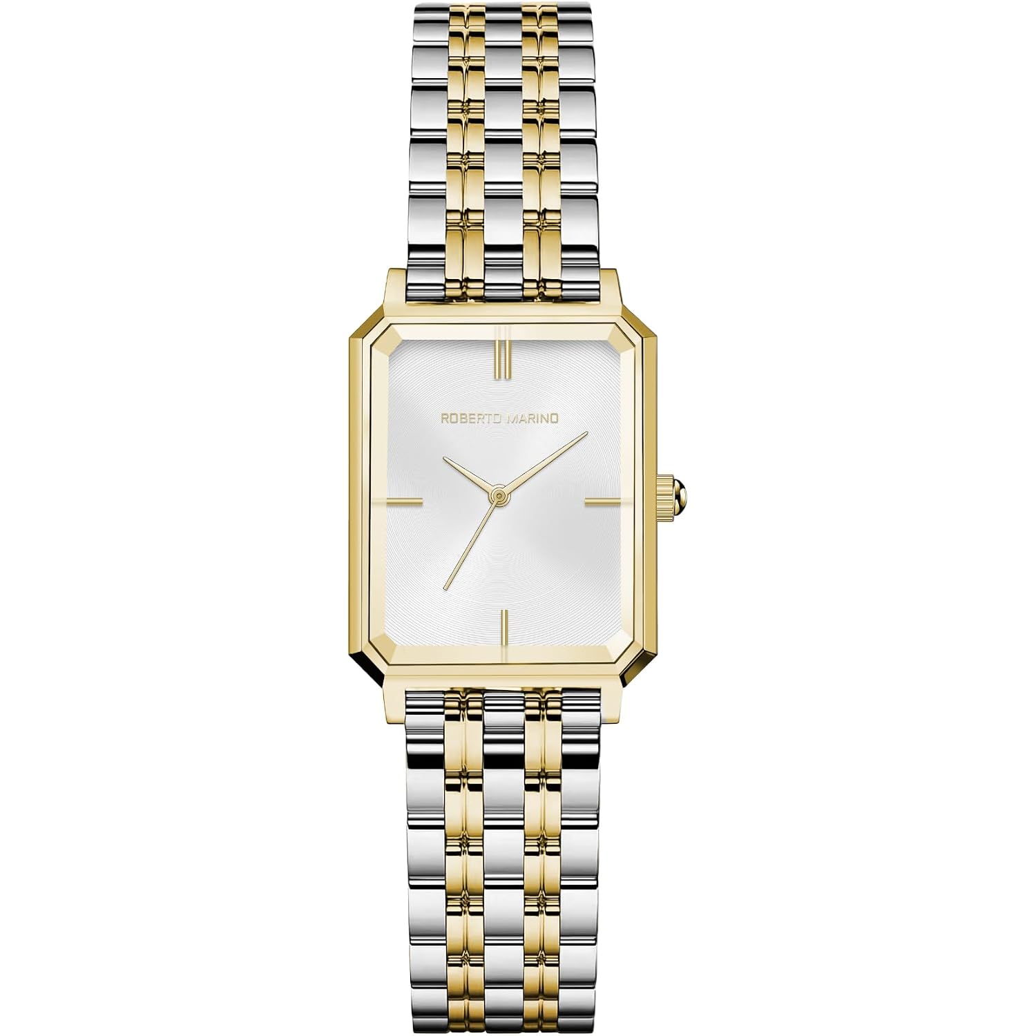 Roberto Marino Rm1982 Women’S Luxury Watch Rectangular Gold – Japanese Quartz Movement, Vintage Stainless Steel Design, Silver Dial, Elegant Dress Timepiece, 3Atm Water Resistant – Reloj Para Mujer