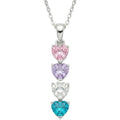 PaulaMax Jewelry Custom Birthstone Necklace for Women in 925 Sterling Silver, Mother's Day Necklace with 1 2 3 4 Heart Birthstones, Personalized and Customized Sterling Silver Chain 18" + 2"