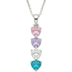 PaulaMax Jewelry Custom Birthstone Necklace for Women in 925 Sterling Silver, Mother's Day Necklace with 1 2 3 4 Heart Birthstones, Personalized and Customized Sterling Silver Chain 18" + 2"