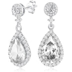 Silver Diamond Dangle Earrings for Women Rhinestone Teardrop Crystal Cubic Zirconia Drop Dangling Wedding Costume Jewelry