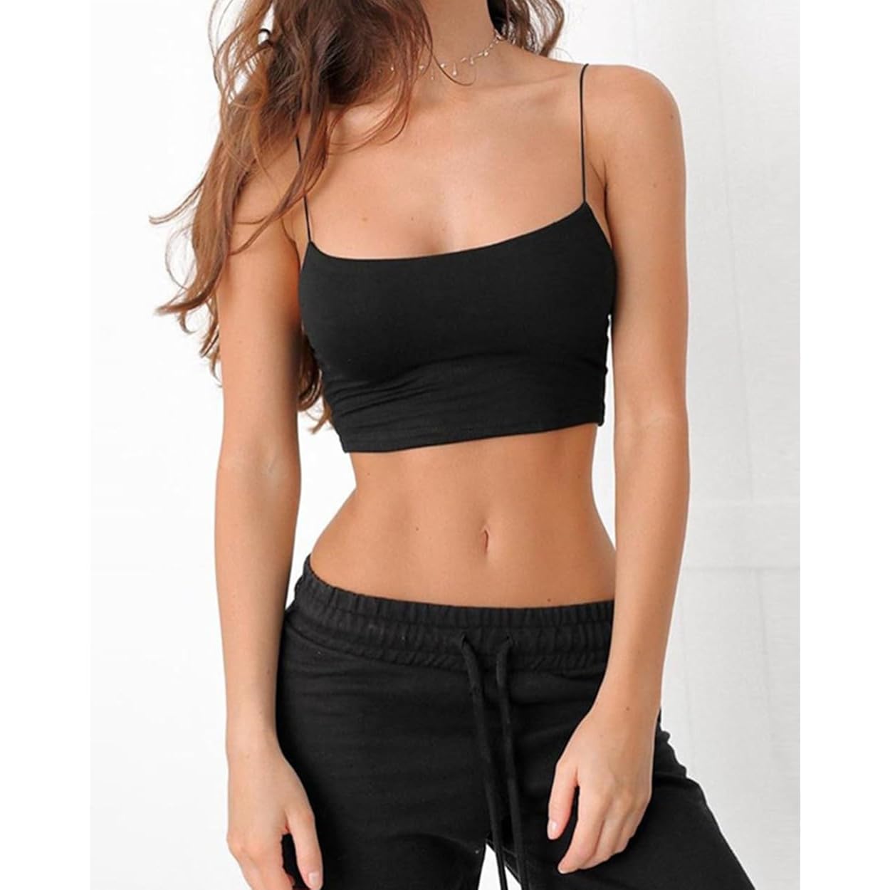 Women'S Sexy Spaghetti Strap Camisole Tank Tops Y2K Tube Slim Fitted Yoga Basic Cami Crop Top