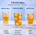 Ice Cube Tray With Lid And Bin - Round Ice Trays For Freezer With Lid - Ice Cube Trays For Freezer With Ice Container (1"-2Pack Blue)