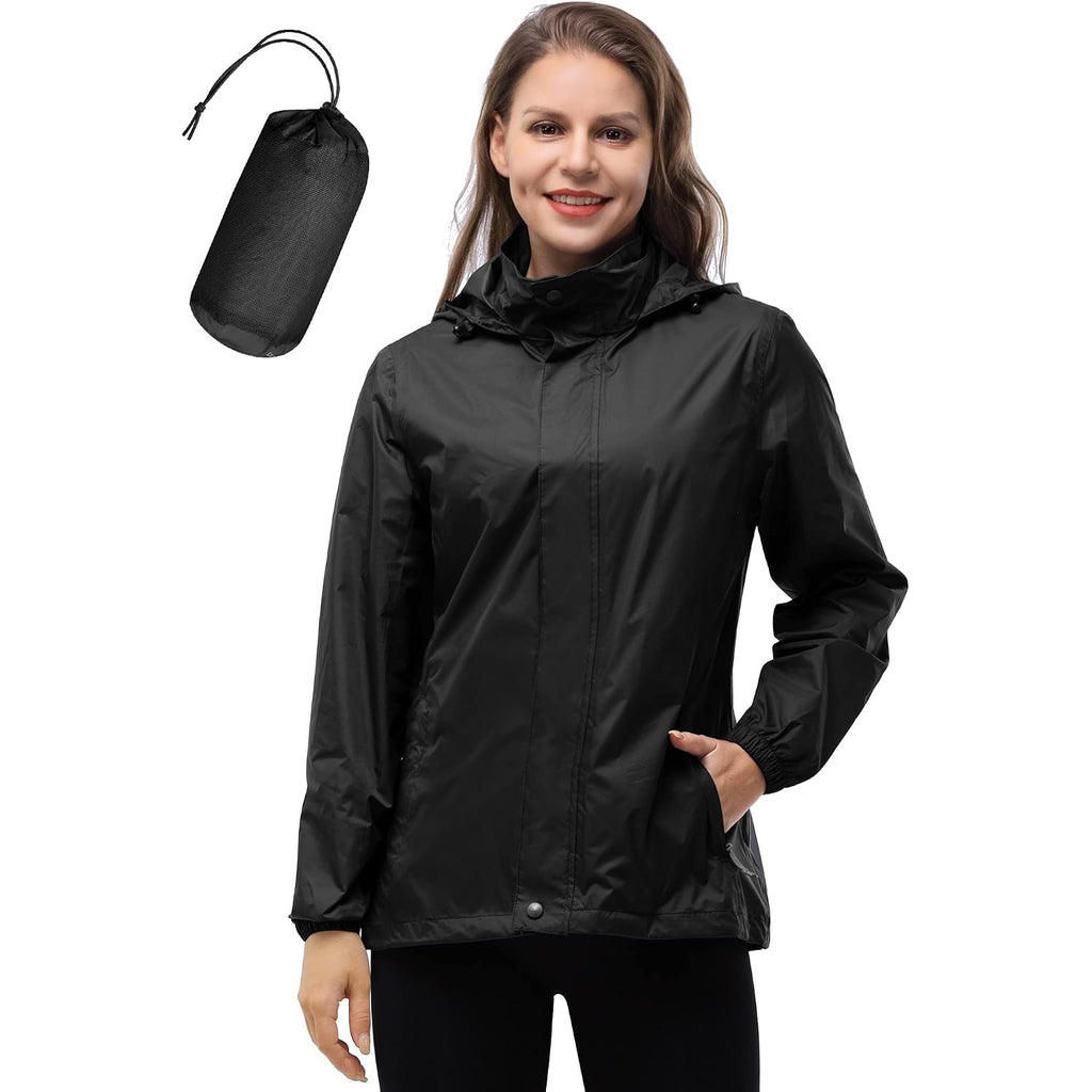 33,000Ft Women'S Rain Jacket Waterproof Lightweight Packable Raincoat With Hood For Golf Hiking Travel Windbreaker
