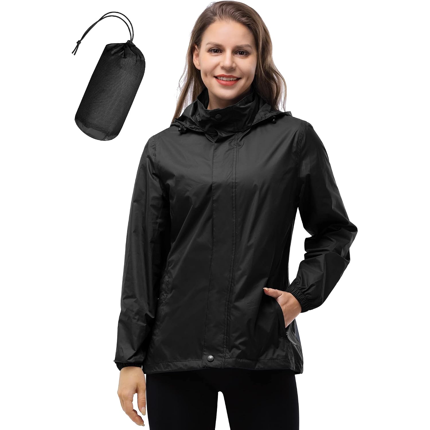 33,000Ft Women'S Rain Jacket Waterproof Lightweight Packable Raincoat With Hood For Golf Hiking Travel Windbreaker