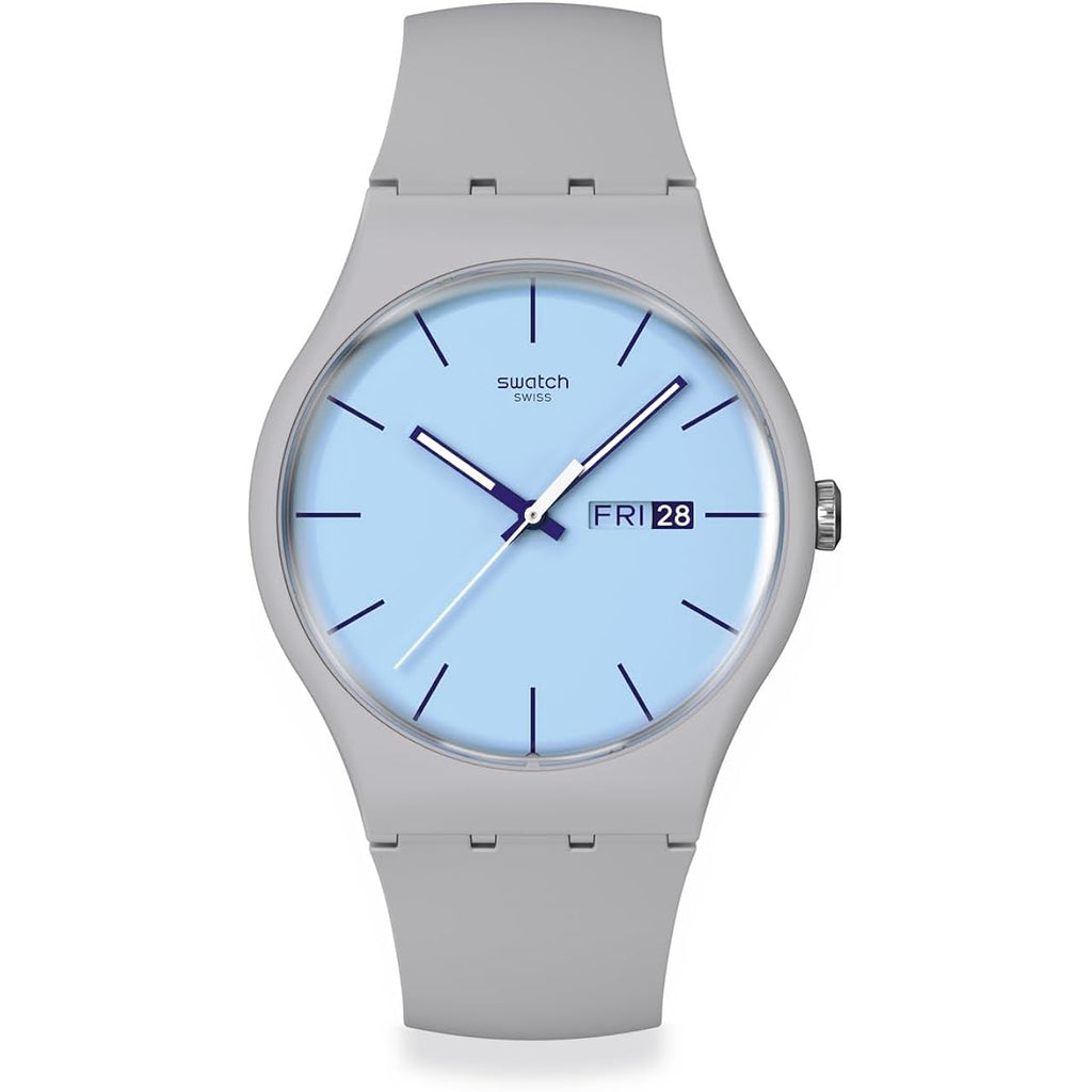 Swatch New Gent Biosourced Unisex Watch Casual Polymer Grey Quartz Waterproof Blueberry Sky