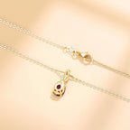 FANCIME 14K Solid Yellow Gold Teardrop Pendant with Diamond Birthstone Necklace Birthday Gifts for Mom Women, Sterling Silver Chain 16" + 2" Extender