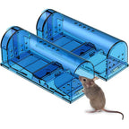 Humane Mouse Trap Reusable! [2-Pack] - Catch And Release No-Kill Rodent Traps For Indoors & Outdoors - Safe For Children & Pets - Reusable Mouse Catcher For Kitchen, Pantry & Garage Blinc (Blue)
