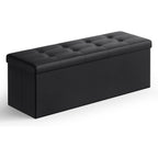 Songmics Mazie Collection - 43 Inches Folding Storage Ottoman Bench, Ottoman With Storage, Foot Rest Stool, Load 660 Lb, For Living Room, Synthetic Leather, Black Ulsf701