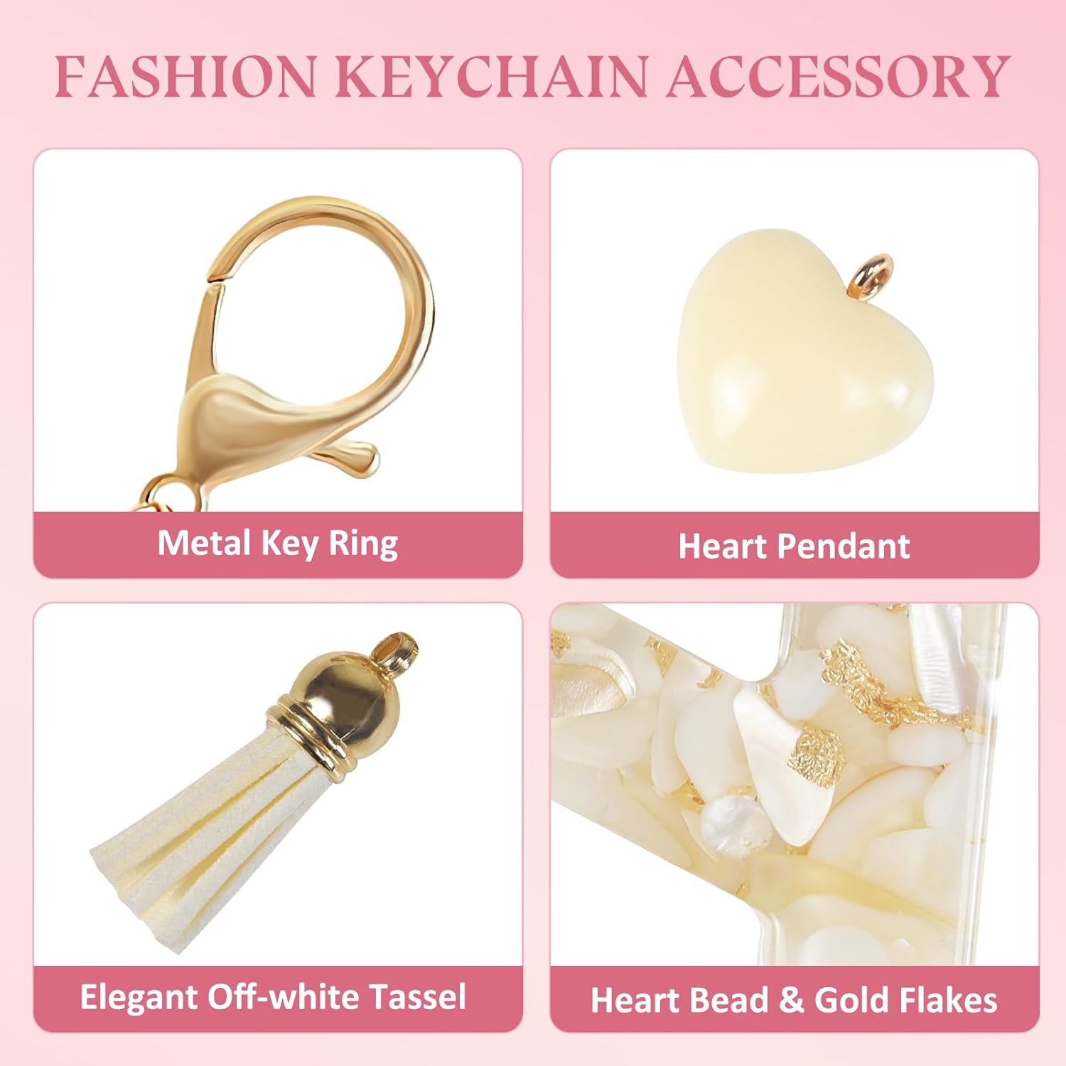 Fmeida Bag Charms Initial Keychains for Women, Personalized Keyrings, Custom Name Keychain