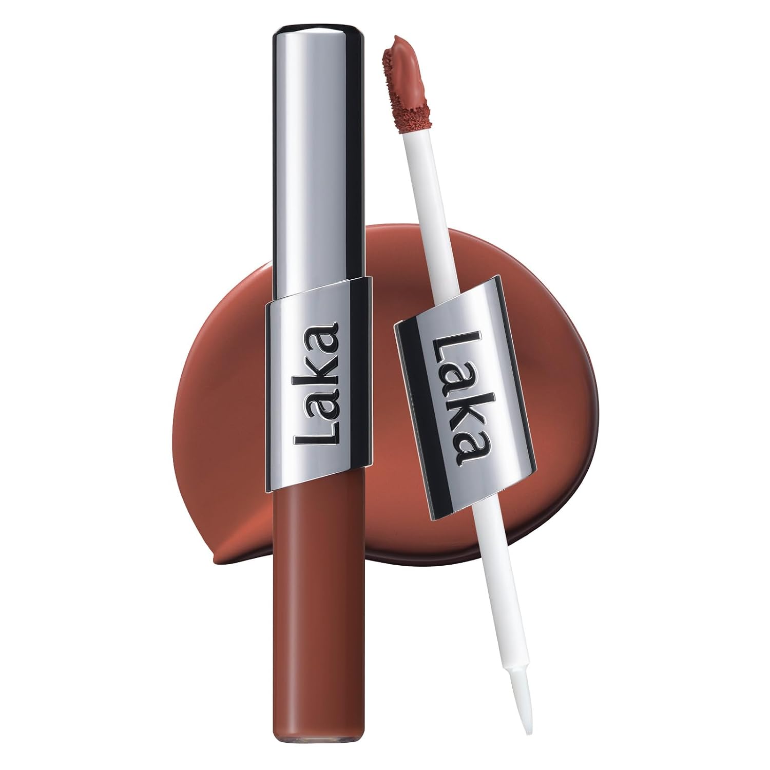 Laka Perfect Twin Lip - Dual-Ended Matte Liquid Lipstick & Clear Gloss | Transfer Proof Color | High Pigmented Lightweight Non-Sticky | Korean Makeup | #908 In Caffeine (Warm Taupe Brown), 0.31Oz