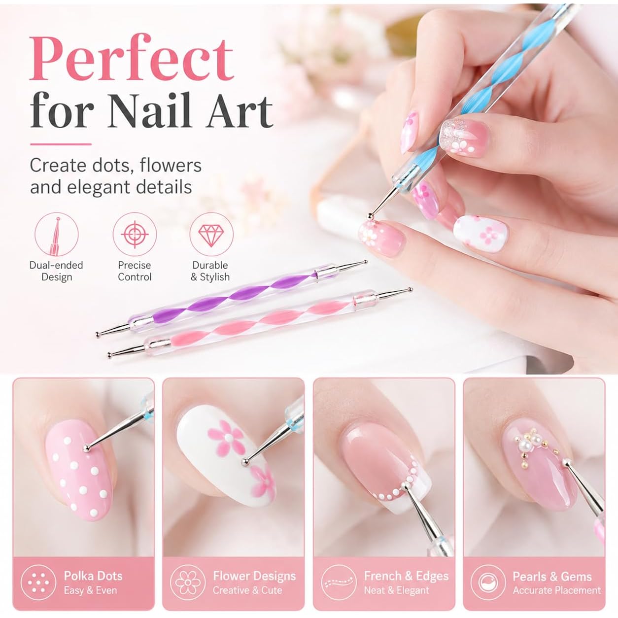 ABenkle 10Pcs Art Dotting Tools for Nail Art, Ball Tip Clay Tools Sculpting Pattern Tracing Stylus, Ball Embossing Stylu for Drawing,Painting Rocks Mandalas,Art Dot Tools