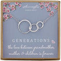 Generations Necklace for Grandma Gift - Sterling Silver Infinity 3 Circle CZ Necklace Mom Granddaughter Grandson Mothers Day Jewelry Birthday Gifts