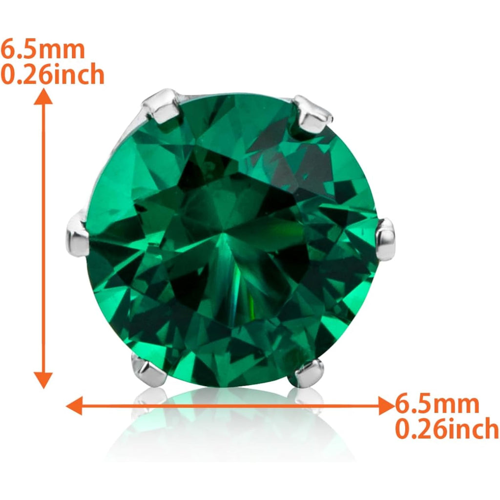 Orovi Round 14K Gold Earrings for Women in Solid 14K White Gold 585/14K Yellow Gold 585 with Ruby/Sapphire/Zirconia/Emerald Gemstones, Stud Earrings For Women,Women's Jewelry Delivered in Jewelry Box