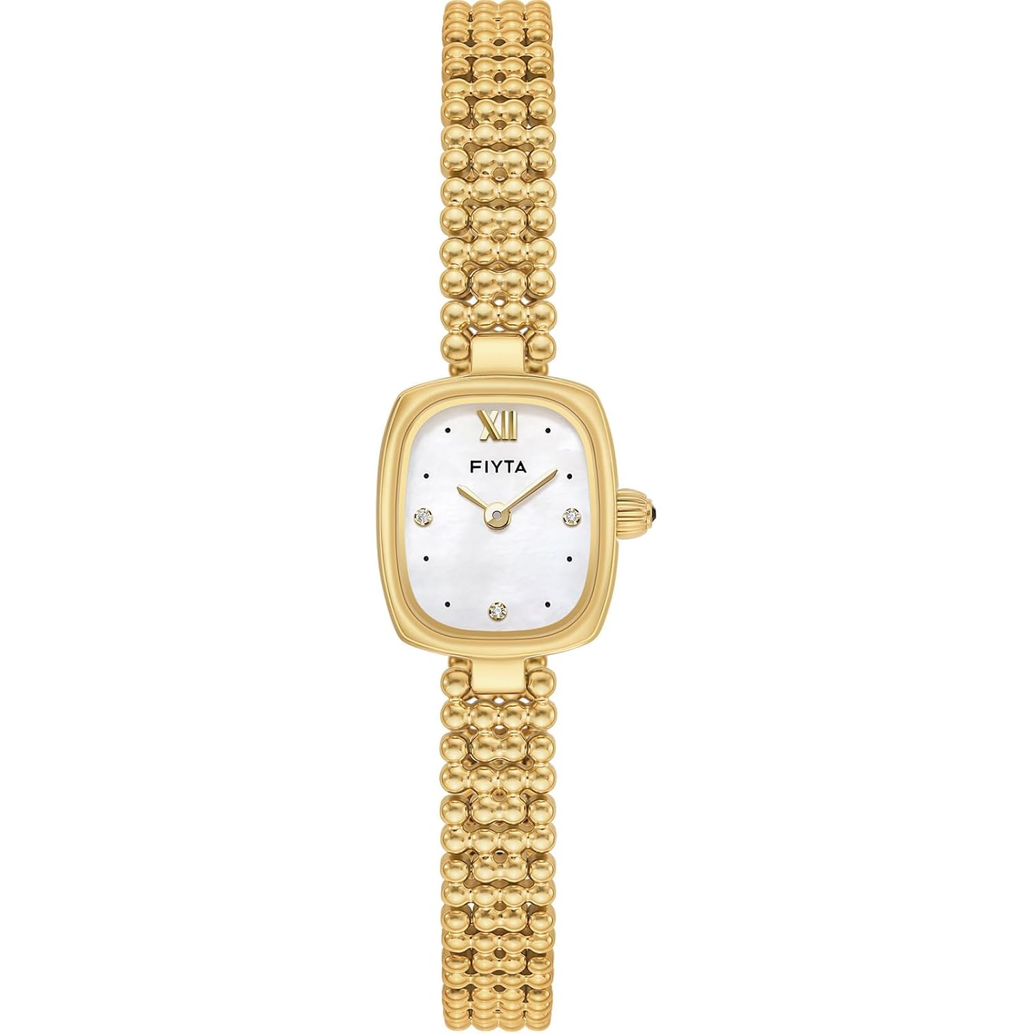 Fiyta Women'S Watch - Elegant Gold Small Square Luxury Watch With Sapphire Crystal; 316L Stainless Steel Jewelry Bracelet, Timeless Gift For Her, Mother'S Day, Gift Box Included