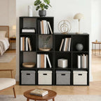 8 Cube Storage Organizer Shelf, Open Cube Bookshelf, Reversible Bookcase, Sturdy Modern Storage For Home Office, Bedroom, Living Room, Deep Black