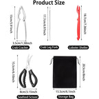Seafood Cracker Tool Set With Lobster Sheller Stainless Steel Crab Crackers Crab Leg Fork Seafood Scissors And Storage Bag, Crab Leg Pick Utensils Set Crab Eating Tools (9Pcs)