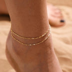 Gold/Silver Ankle Bracelets for Women,14K Gold Plated Anklets for Women Waterproof Cuban Link Heart Pearls Beads Rhinestone Anklets Set Layered Bracelets for Women Gold Jewelry Gift
