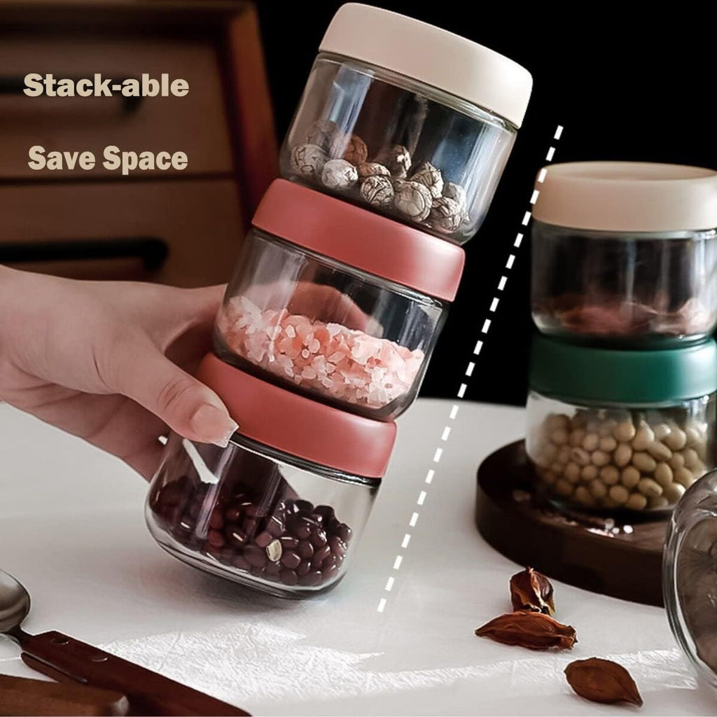 3Pack Overnight Oats Containers With Lids,10Oz Glass Jar With Scew Lid,Salad Dressing Fruit Veggies Sauce Snacks Meal Prep Food Containers,Spice Jars,Wide Mouth Storage Containers