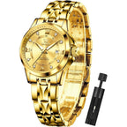 Olevs Watch Women,Watches For Women,Luxury Casual Stainless Steel Women'S Wrist Watches Classic Small Face Dress Analog Womens Watches With Date Easy To Read Waterproof Luminous Quartz Ladies Watches
