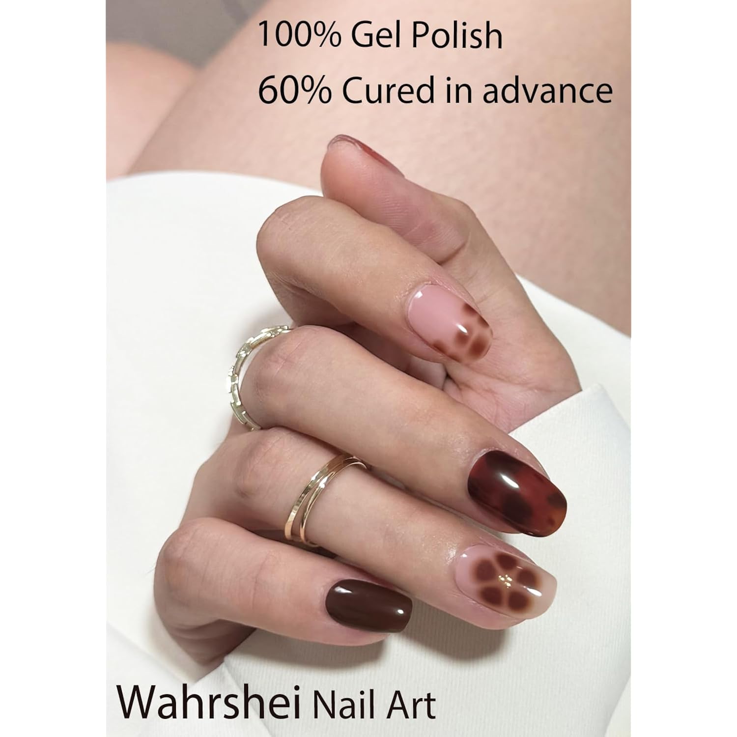 Semi Cured Gel Nail Strips, Khaki Leopard 20pcs Adhesive UV Sticker, Wraps for Home Manicure DIY