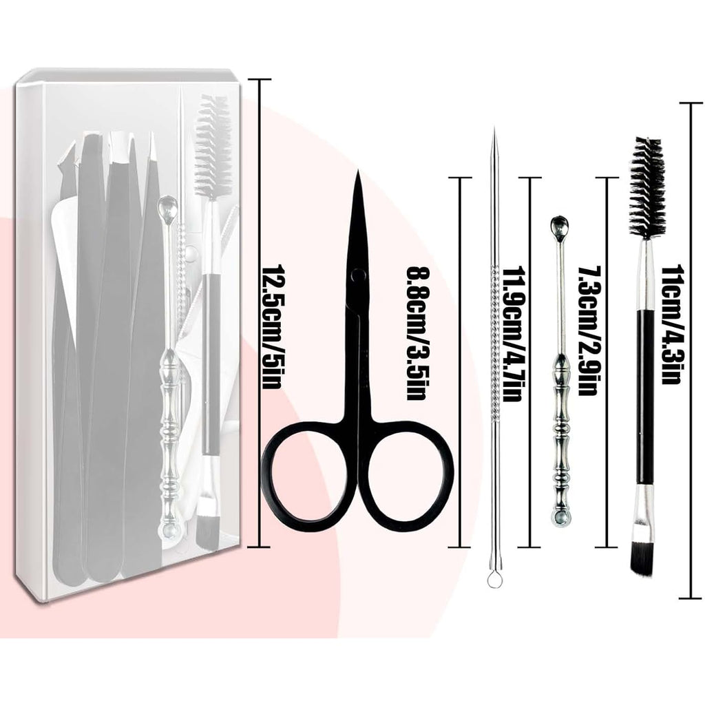 Tweezers Kit Tweezer for Women Facial Hair Removal Tweezers Professional Tweezers Set Eyebrow Tweezer, [9+1 PCS] Professional Stainless Steel Eyebrow for Women &Men,Black Beauty Sets