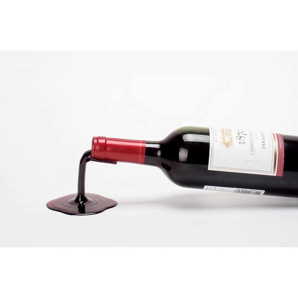 Spilled Wine Bottle Holder - Funny Tabletop Wine Decor, Red White, Set Of 2 | Gravity-Defying Floating Design, Conversation Starter, Kitchen Counter & Bar Cart Display, Hostess & Housewarming Gift