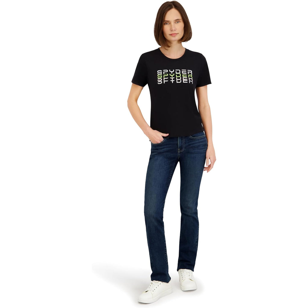Spyder Women'S Rhinestone Wordmark Graphic Short Sleeve Tee T-Shirt