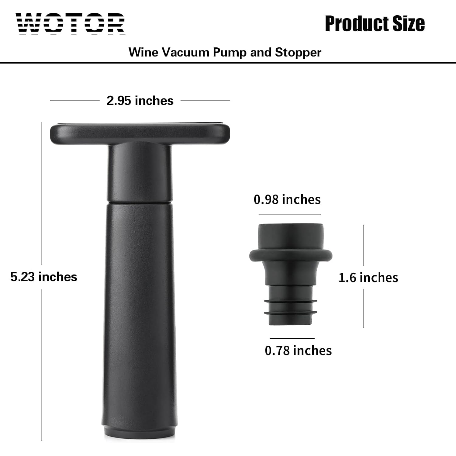Wotor Wine Saver Vacuum Pump With 4 Stoppers, Wine Stopper & Preserver, Reusable Bottle Sealer Keeps Fresh, Ideal Accessories Gift (Flat Handle)