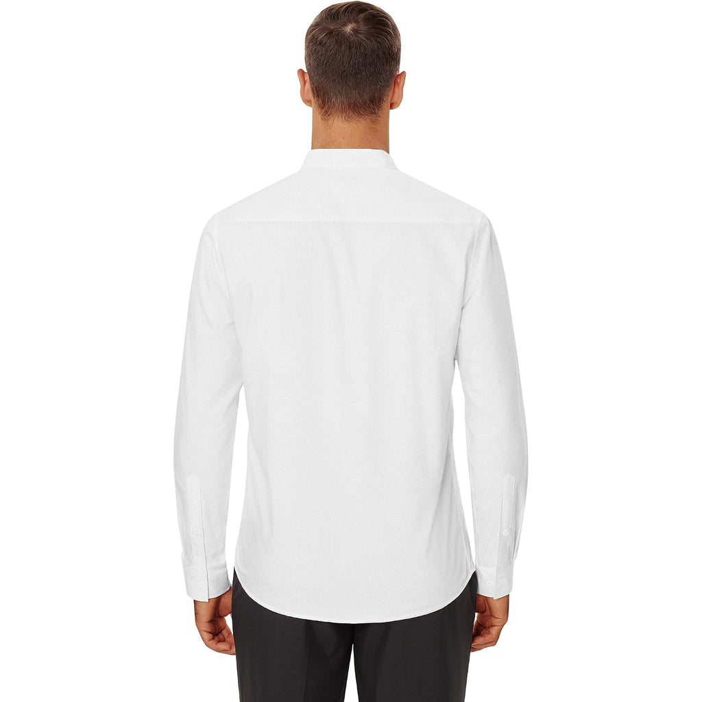 Mens Dress Shirts Wrinkle Free Dress Shirts For Men Long Sleeve Button Down Shirts Banded Collar Shirts
