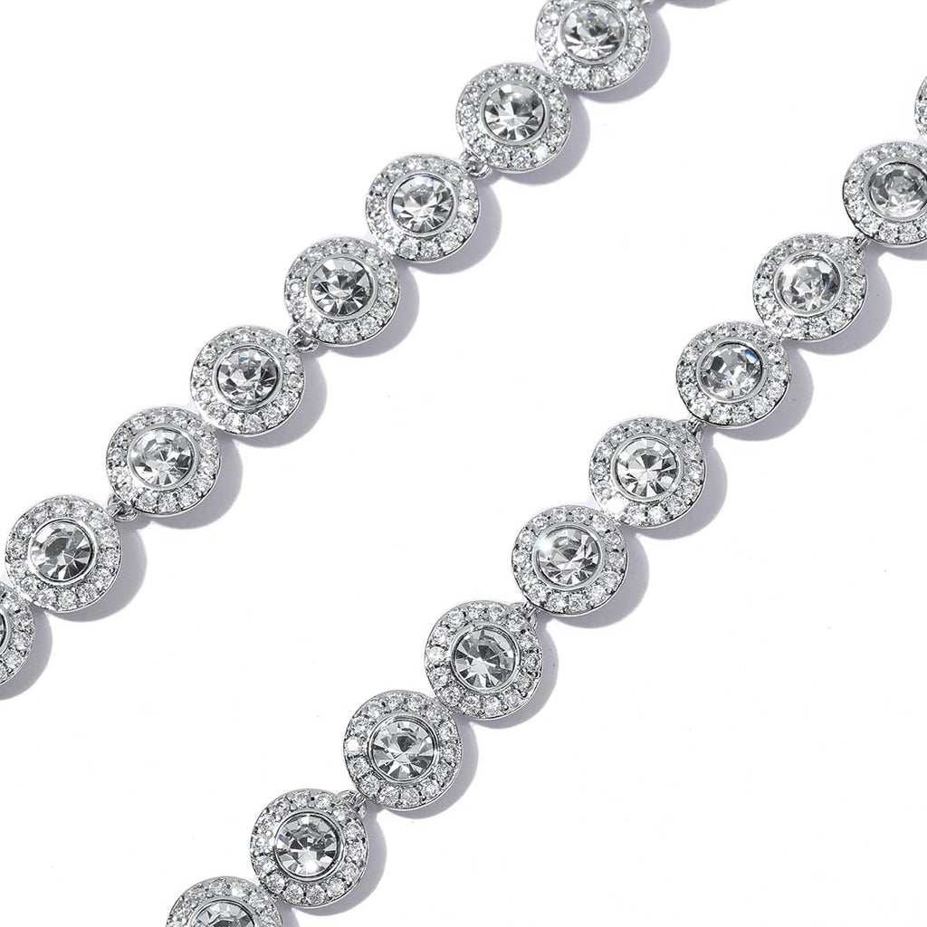 ZOEY Angelic Crystal Necklace - 18K Plated 38-40.5cm Adjustable Chain, 18.5-21cm Extendable Bracelet, Elegant Around Crystal Jewelry