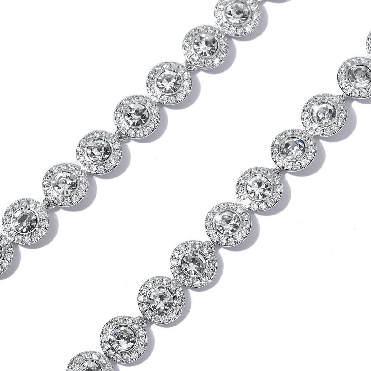ZOEY Angelic Crystal Necklace - 18K Plated 38-40.5cm Adjustable Chain, 18.5-21cm Extendable Bracelet, Elegant Around Crystal Jewelry